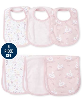 Ensemble 6 Pieces Bavoir Et Bavoir Cygne Floral Pour Bebe Fille The Children S Place Ca Shell
