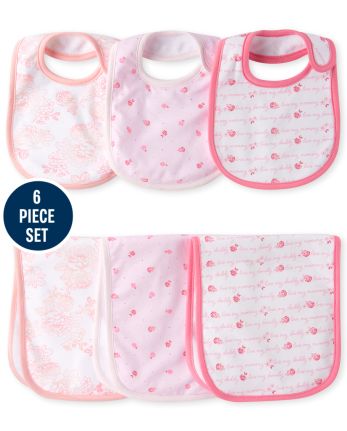 Ensemble 6 Pieces Bavoir Rose Et Bavoir Bebe Fille The Children S Place Ca Pink Rose