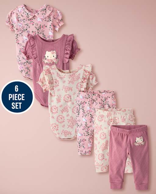 Baby Girls Hello KittyÂ® Floral Toile 6- Piece Outfit Set - lbl_product_image_view_1