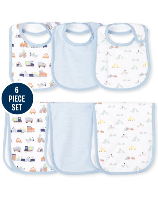 Ensemble de 6 bavoirs et torchons de transport pour bébés garçons