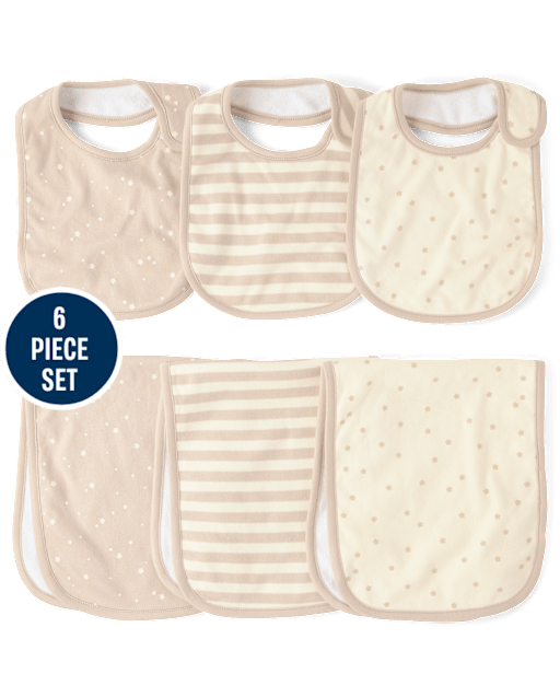 Baby Star Bib And Burp Cloth 6-Piece Set