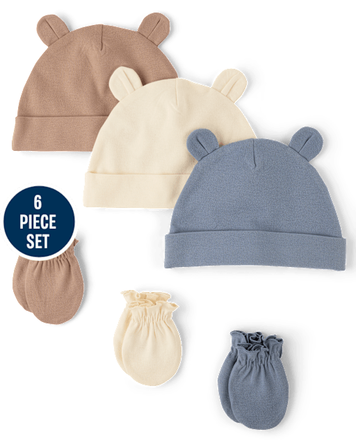 Baby Boys Hat And Mittens 6-Piece Set
