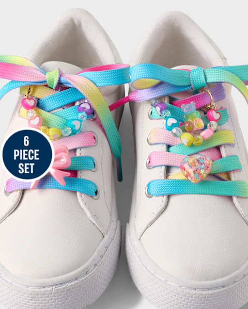 Girls Rainbow Shoelace & Shoe Charm 6-Piece Set
