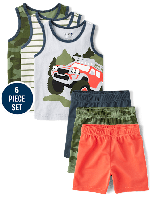 Baby And Toddler Boys Camo 6-Piece Outfit Set