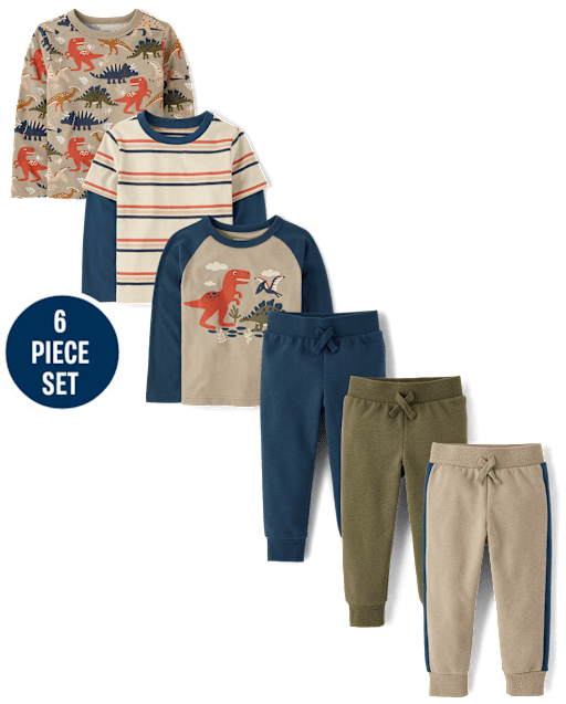 Baby And Toddler Boys Dino 6-Piece Outfit Set