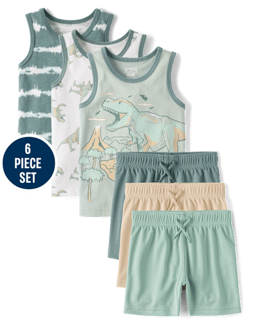 Baby And Toddler Boys Dino 6-Piece Outfit Set