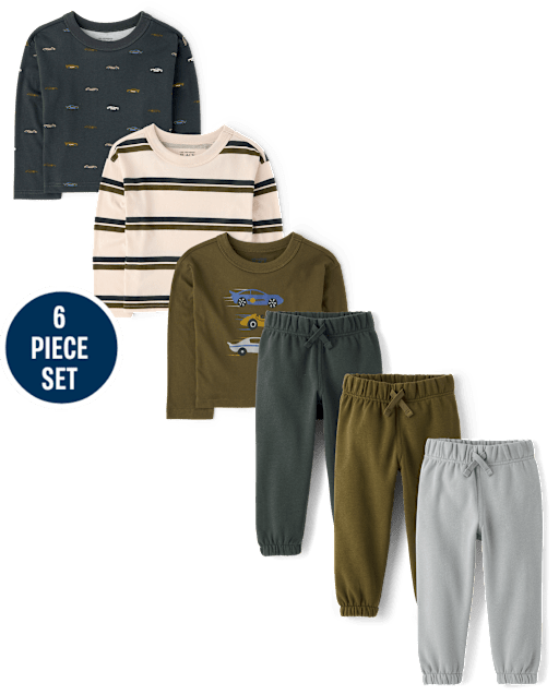 Toddler Boys Print 6-Piece Outfit Set