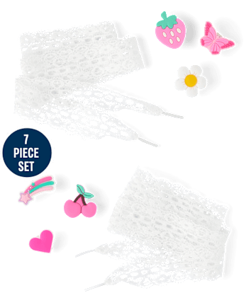 Girls Lace Shoelace & Shoe Charm 8-Piece Set