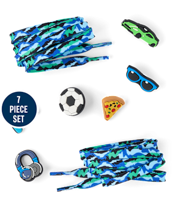Boys Gamer Shoelace & Shoe Charm 7-Piece Set