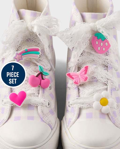 Ensemble de 7 lacets et breloques pour chaussures pour filles