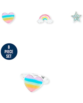 Girls Rainbow 8-Piece Jewelry Set