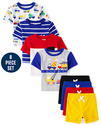 Baby And Toddler Boys Construction 8-Piece Outfit Set