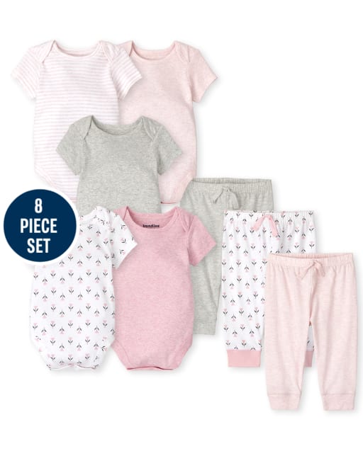 Baby Girls Heathered 8-Piece Set