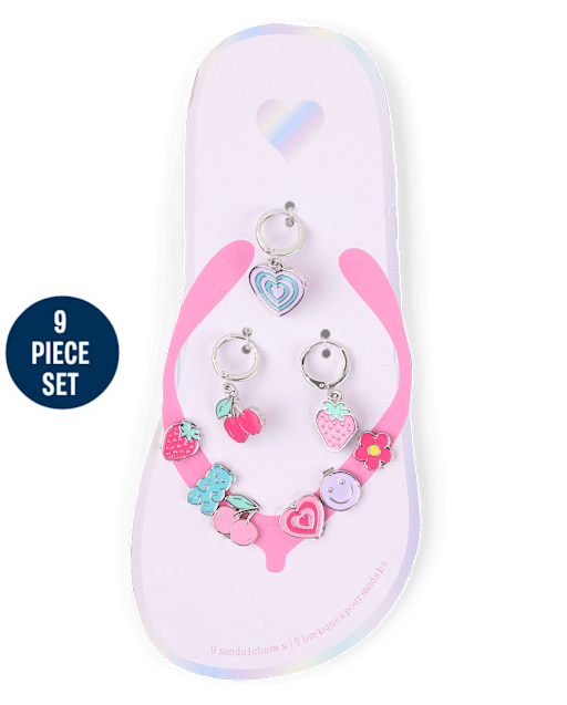 Lot de 9 breloques pour sandales à fruits pour filles