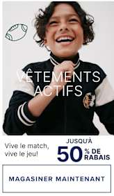 Un jeune souriant portant une veste de sport noire et blanche avec le texte « ACTIVE » et « Let's Go! » affichés bien en évidence en arrière-plan.