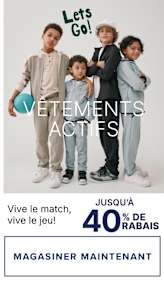 Un jeune souriant portant une veste de sport noire et blanche avec le texte « ACTIVE » et « Let's Go! » affichés bien en évidence en arrière-plan.