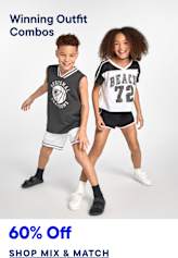 Two children in athletic wear pose against a plain gray background, with text overlaying the bottom of the image.