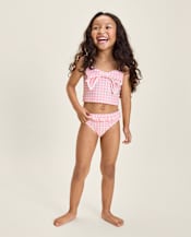 Girls Gingham Bow Tankini Swimsuit - Swim Shop