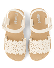 Girls Perforated Floral Sandals - Little Essentials