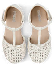 Girls Shimmer Perforated T-Strap Ballet Flats - Little Essentials