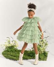 Girls Glitter Pleated Tulle High Neck Dress - Marchesa Mini x Gymboree