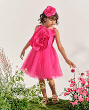 Girls Oversized Rosette Fit And Flare Dress - Marchesa Mini x Gymboree