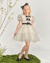 Girls Flocked Dot Bow Tulle Ruffle Dress - Marchesa Mini x Gymboree