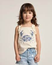 Girls Embroidered Sea Creature Ruffle Tank Top - Driftwood Bay