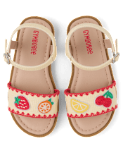 Girls Embroidered Fruit Sandals - Amalfi Coast