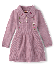 Girls Embroidered Floral Sweater Dress - Countryside Manor