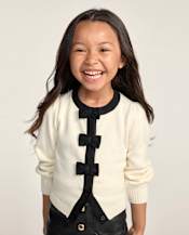 Girls Contrast Bow Cardigan - The Leopard Edit