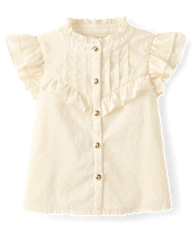 Girls Pintuck Clip Dot Ruffle Blouse - The Leopard Edit