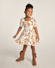 Girls Floral Flannel Ruffle Dress - The Harvest Edit