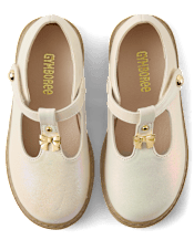 Girls Shimmer Bow T-Strap Mary Jane Shoes - Little Essentials