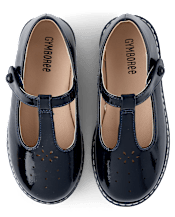 Girls Perforated T-Strap Mary Jane Shoes - Blue Sky Mountain