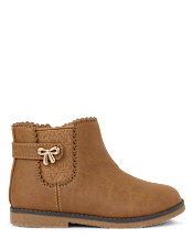 Girls Bow Scalloped Booties - Little Essentials