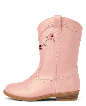Girls Embroidered Floral Cowgirl Boots - Blue Sky Mountain