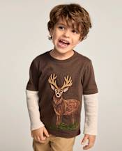 Boys Embroidered Deer Layered Top - Countryside Manor