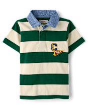 Polo de rugby universitaire rayé brodé pour garçon - Club universitaire