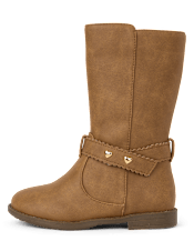 Girls Heart Stud Boots - Little Essentials