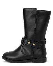 Girls Heart Charm Tall Boots - Little Essentials