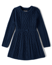 Girls Cable Knit Sweater Dress - Little Essentials