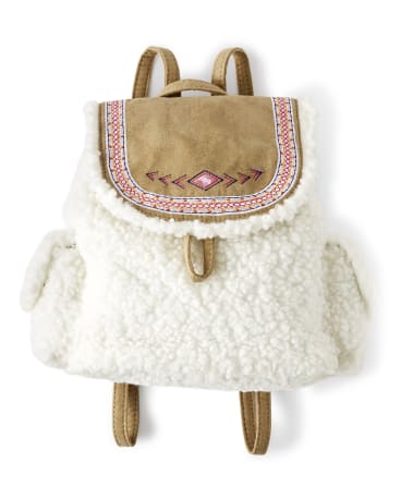 Girls Faux Fur Mini Backpack - Little Llamas