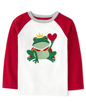 Boys Embroidered Frog Top - Valentine Cutie