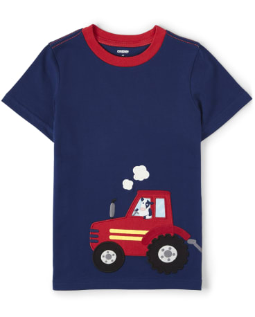 Boys Embroidered Tractor Top - Farming Friends