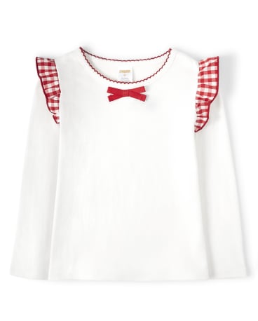 Girls Gingham Flutter Top - Farming Friends