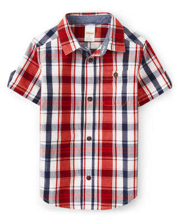 Boys Plaid Button Up Shirt - American Cutie