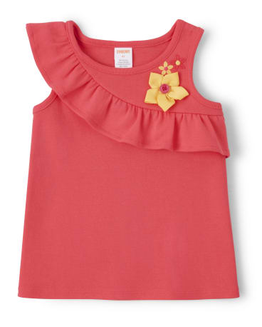 Girls Floral Ruffle Top - Pineapple Punch