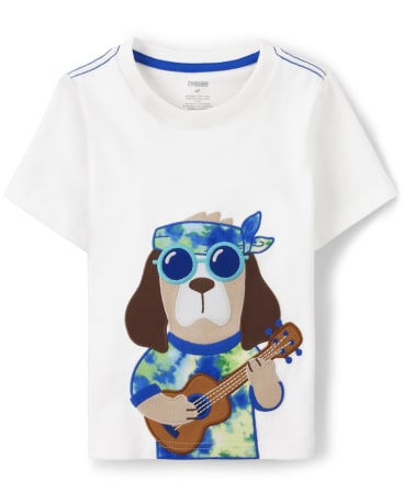 Boys Embroidered Dog Top - Music Festival