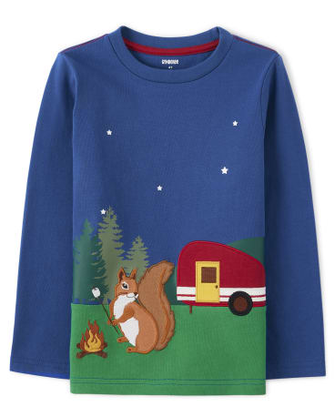 Boys Embroidered Squirrel Top - S'more Fun
